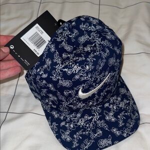Nike Navy Cap with White Floral Pattern